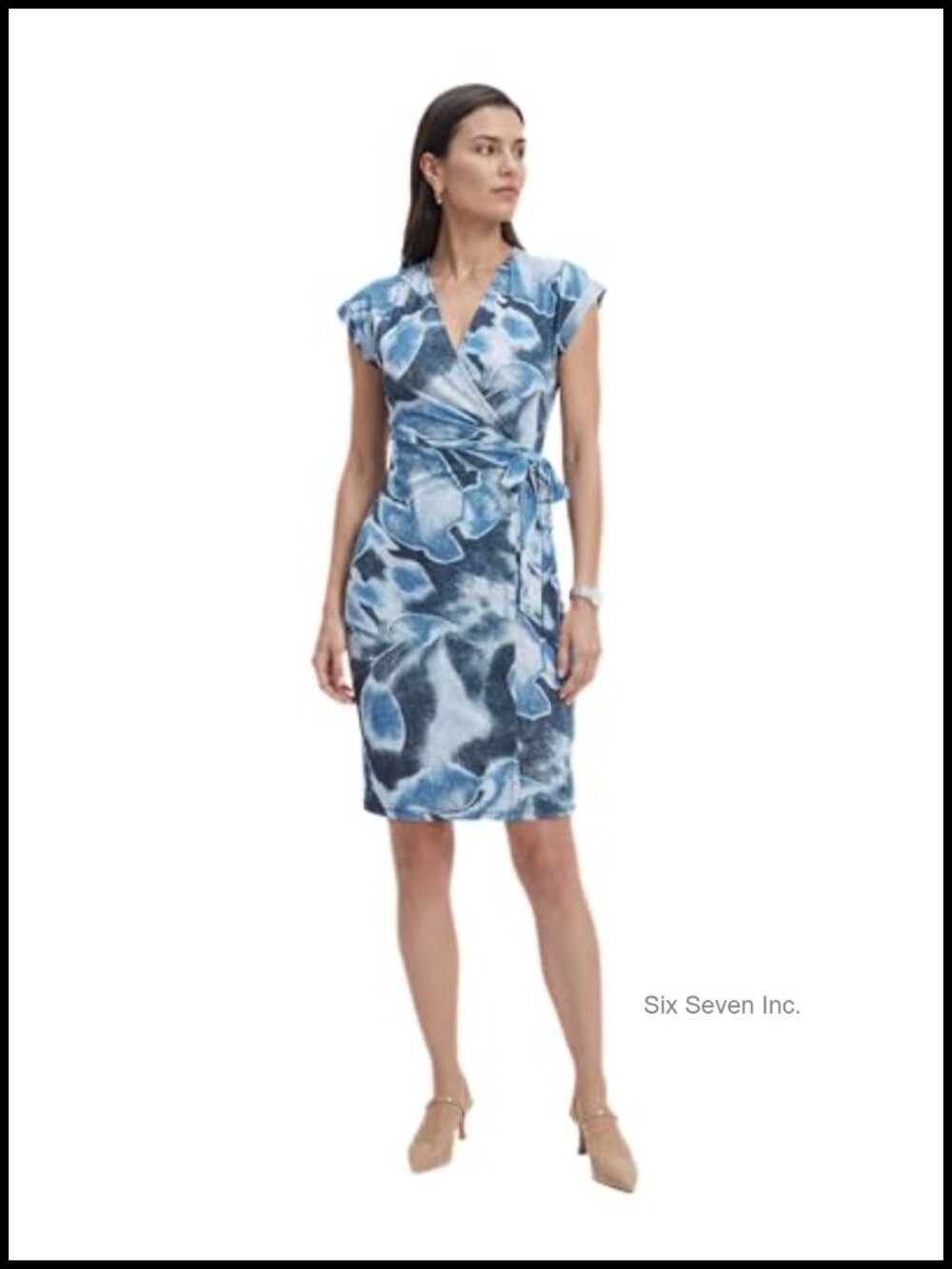 Anne Klein Short Sleeve Wrap Dress, Women's V-Neck